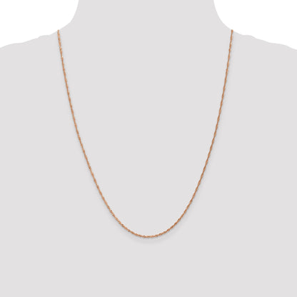 24 Inch 14K Rose Gold 1mm Singapore With Lobster Clasp Chain Necklace