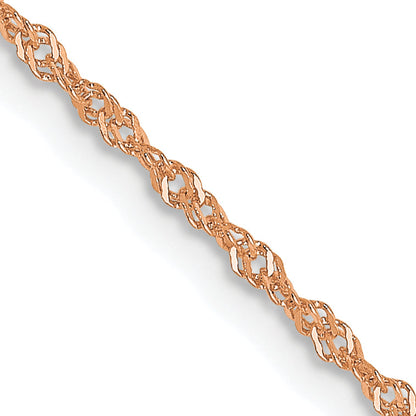 16 Inch 14K Rose Gold 1mm Singapore With Lobster Clasp Chain Necklace