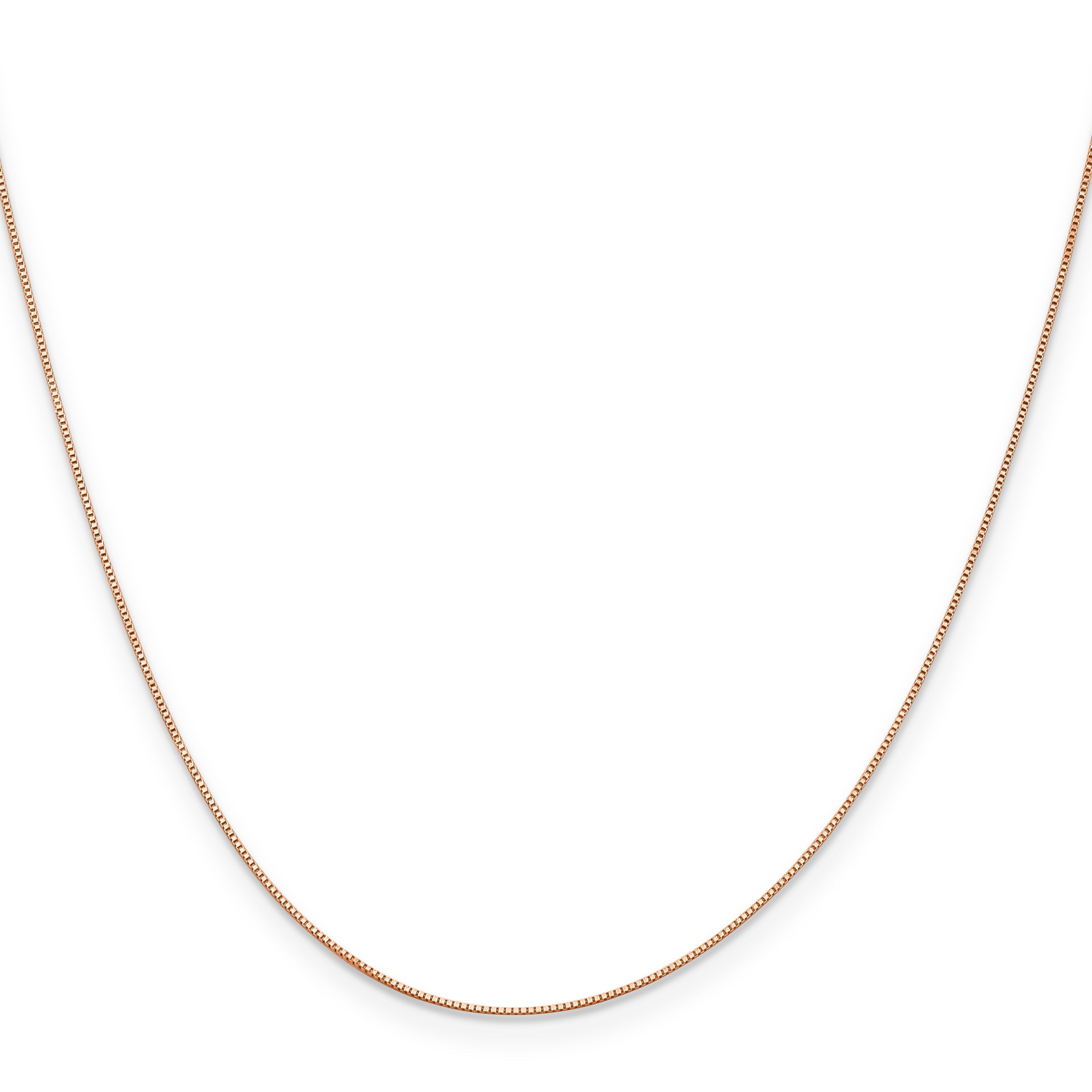22 Inch 14K Rose Gold .5mm Baby Box With Lobster Clasp Chain Necklace