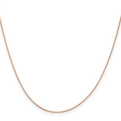 22 Inch 14K Rose Gold .5mm Baby Box With Lobster Clasp Chain Necklace