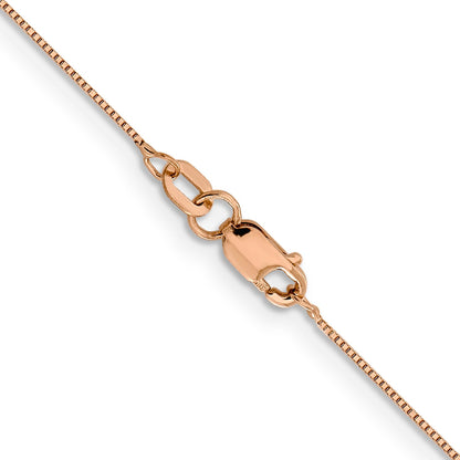 22 Inch 14K Rose Gold .5mm Baby Box With Lobster Clasp Chain Necklace