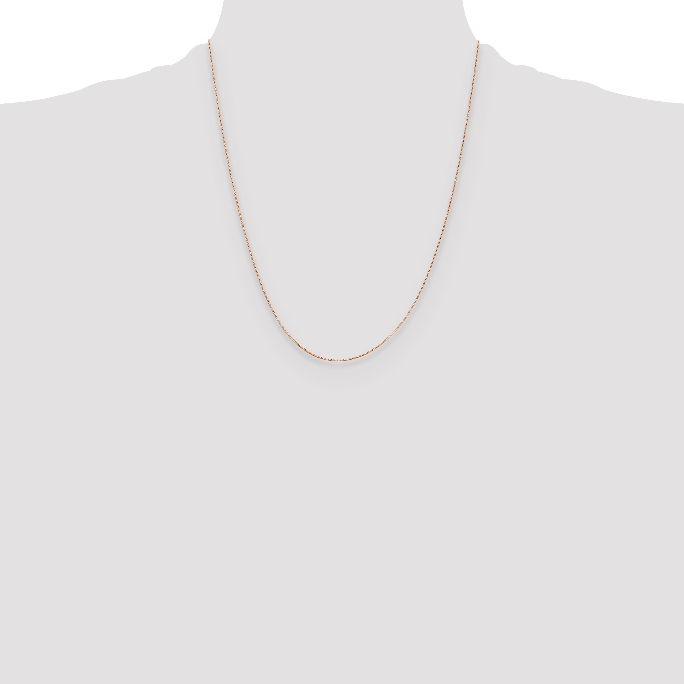 22 Inch 14K Rose Gold .5mm Baby Box With Lobster Clasp Chain Necklace