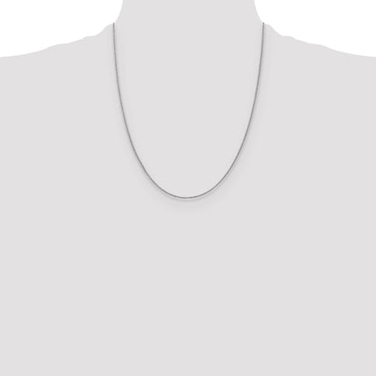 22 Inch 14K White Gold 1mm D/C Open Franco Chain Necklace