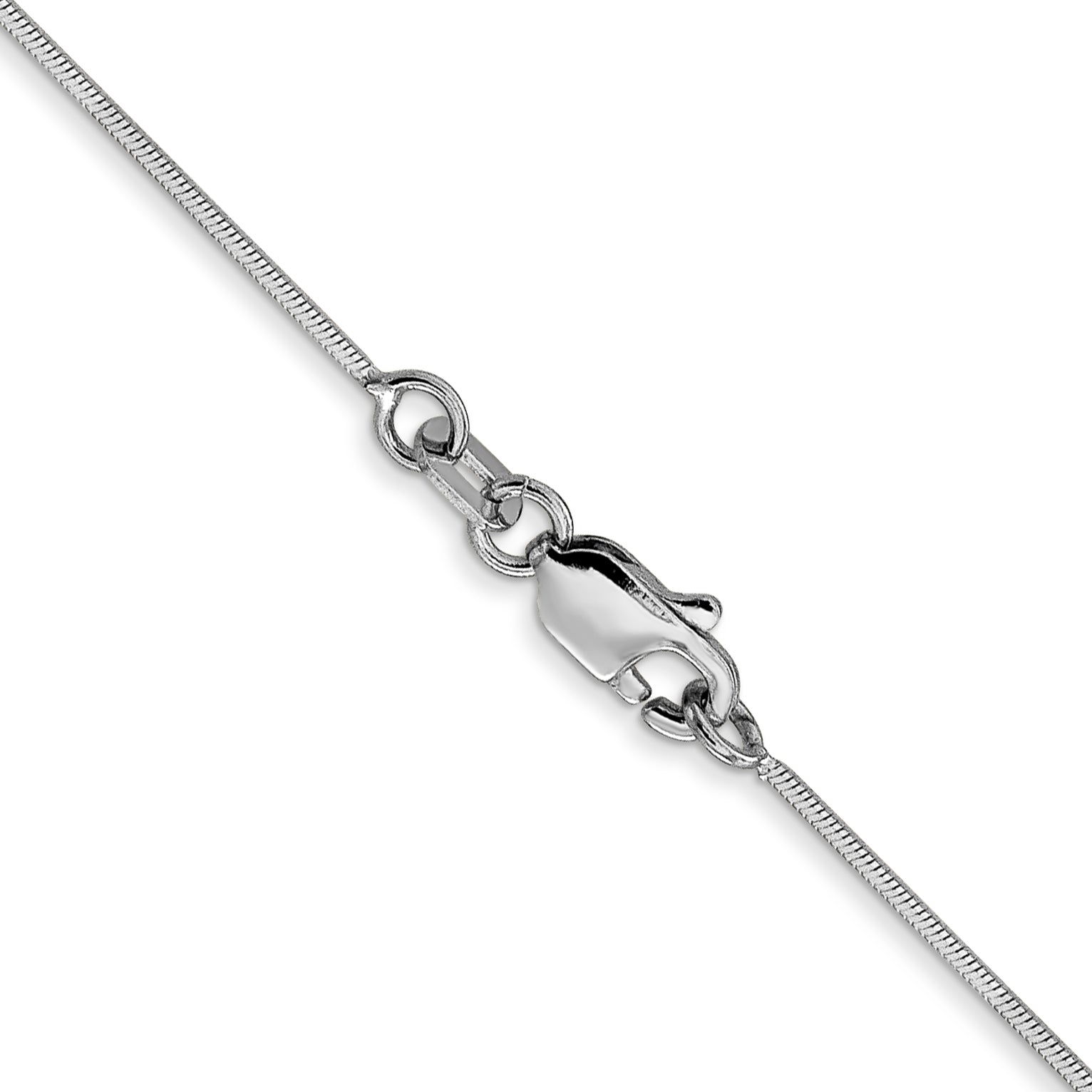 18 Inch 14K White Gold .8mm D/C Octagonal Snake Chain Necklace