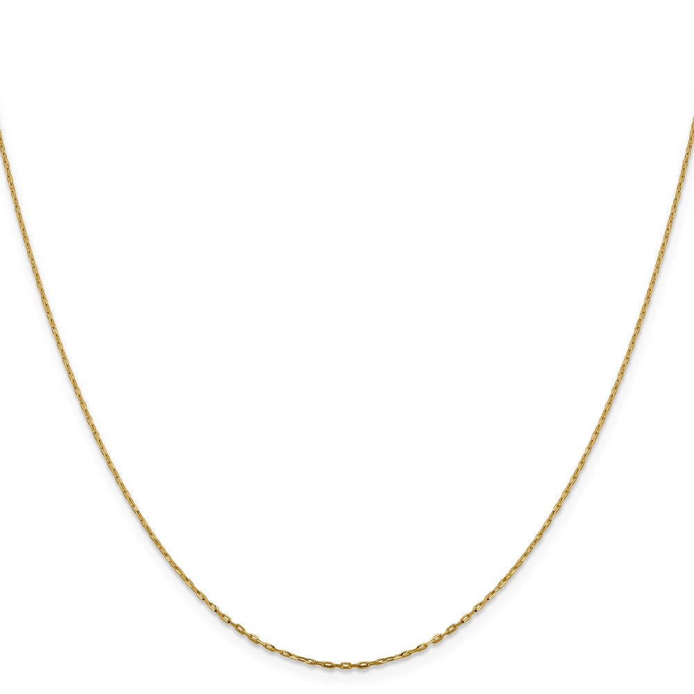 22 Inch 14K Yellow Gold 1mm D/C Open Long Link Cable Chain Necklace