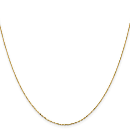 22 Inch 14K Yellow Gold 1mm D/C Open Long Link Cable Chain Necklace