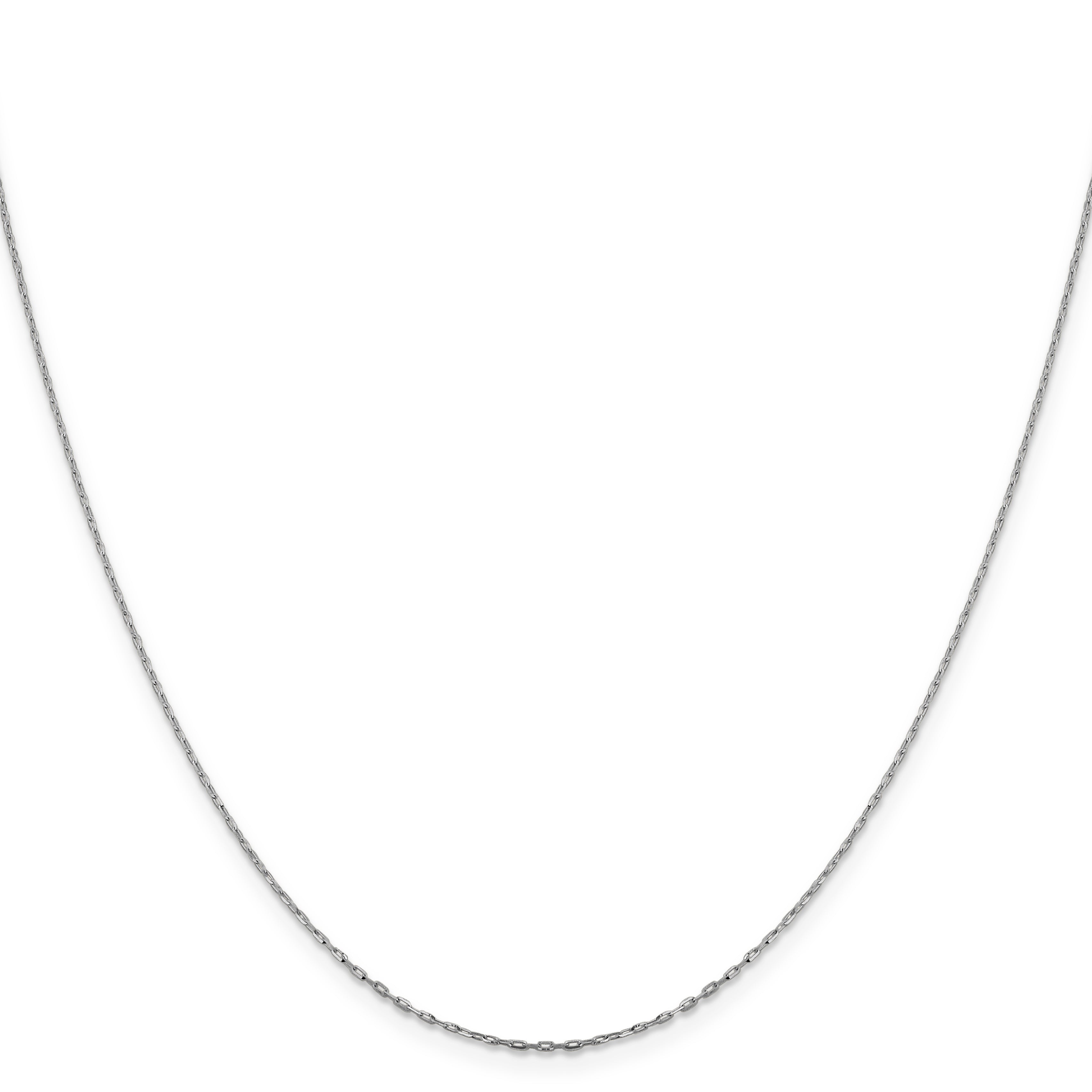 24 Inch 14K White Gold 1mm D/C Open Long Link Cable Chain Necklace