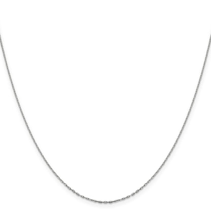 24 Inch 14K White Gold 1mm D/C Open Long Link Cable Chain Necklace
