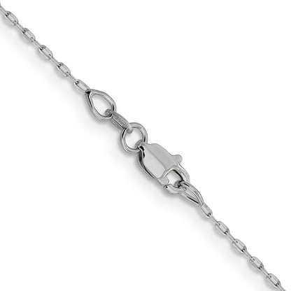 24 Inch 14K White Gold 1mm D/C Open Long Link Cable Chain Necklace