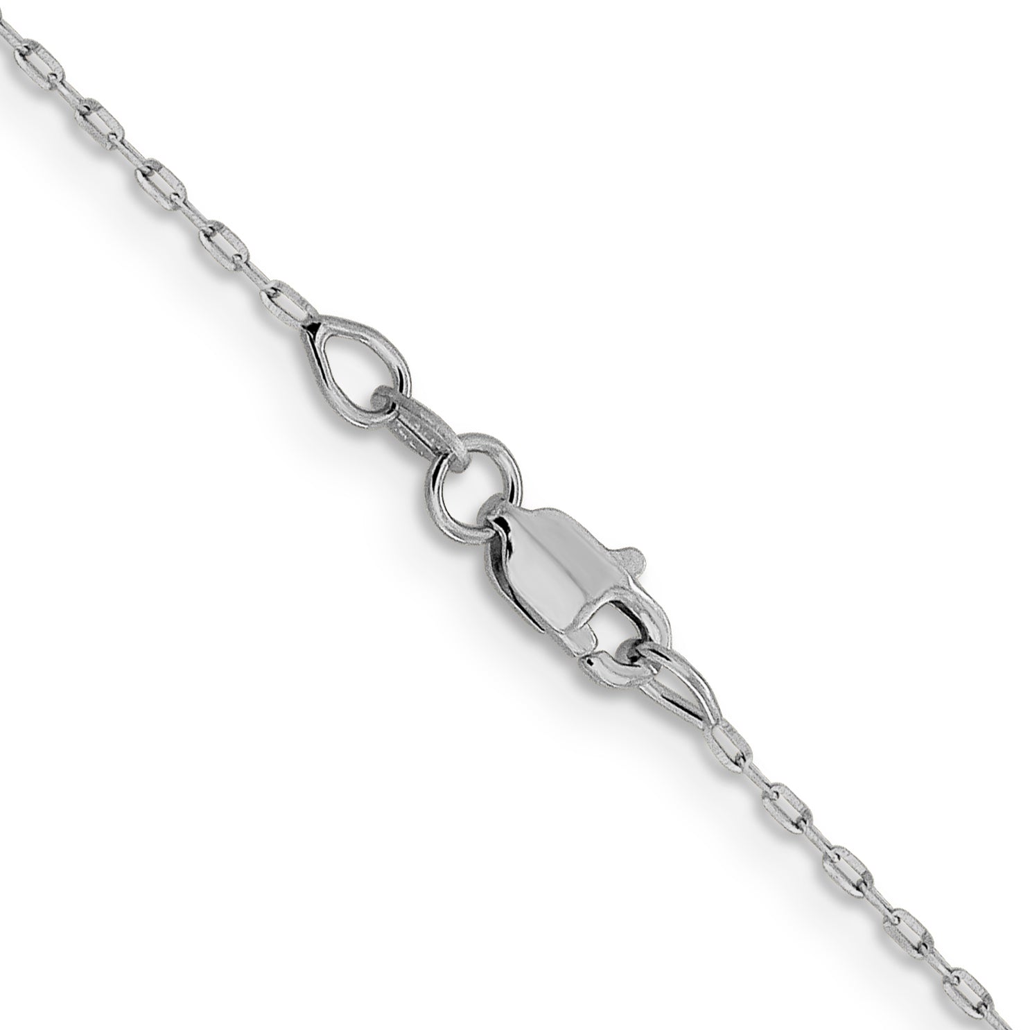 22 Inch 14K White Gold 1mm D/C Open Long Link Cable Chain Necklace