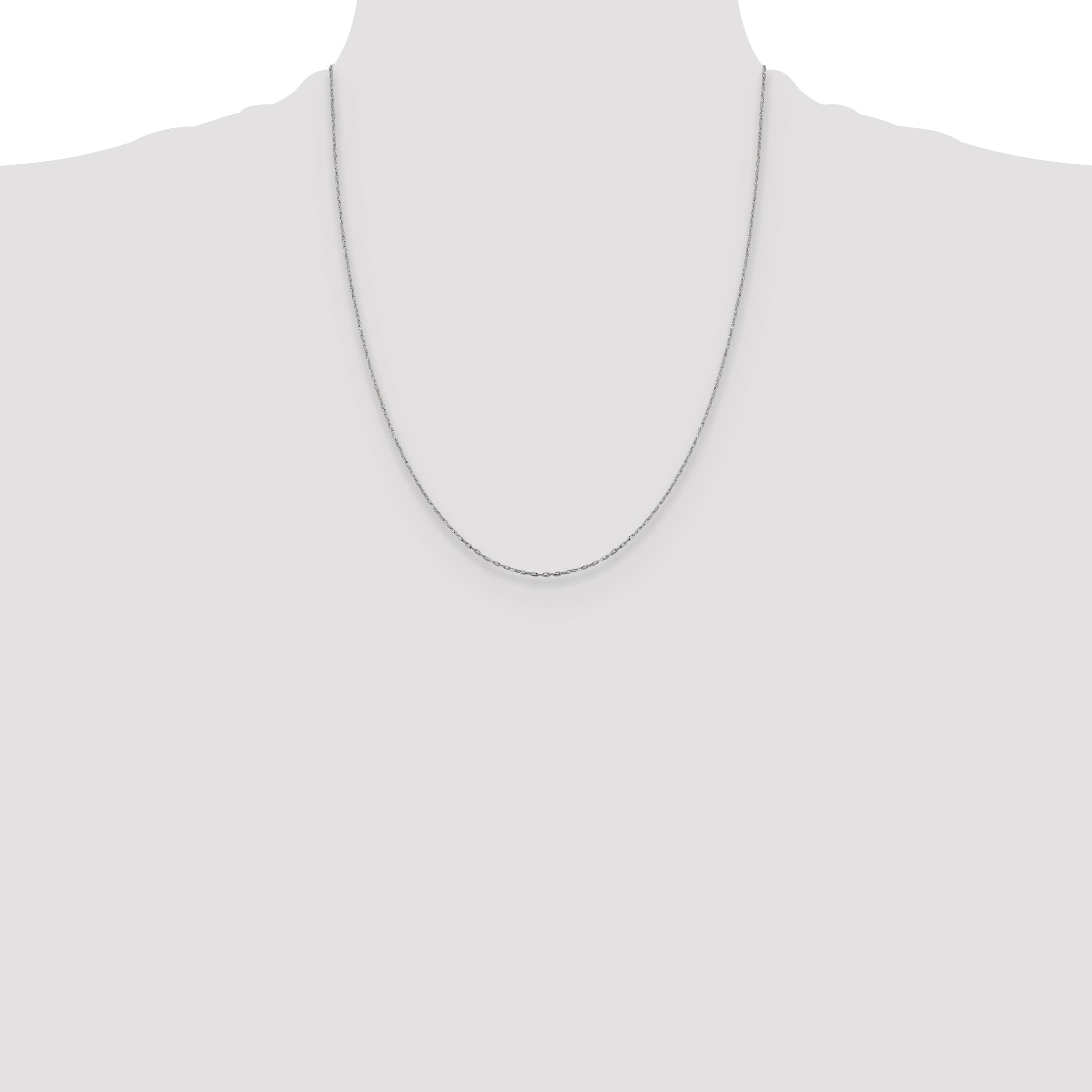 22 Inch 14K White Gold 1mm D/C Open Long Link Cable Chain Necklace