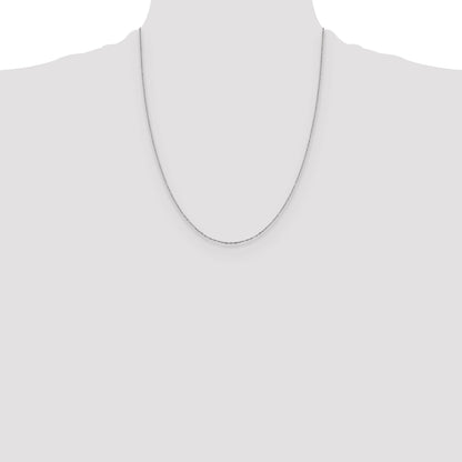 22 Inch 14K White Gold 1mm D/C Open Long Link Cable Chain Necklace