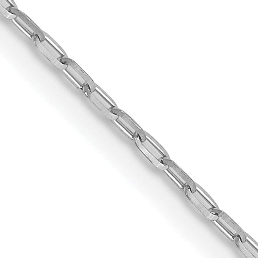 16 Inch 14K White Gold 1mm D/C Open Long Link Cable Chain Necklace