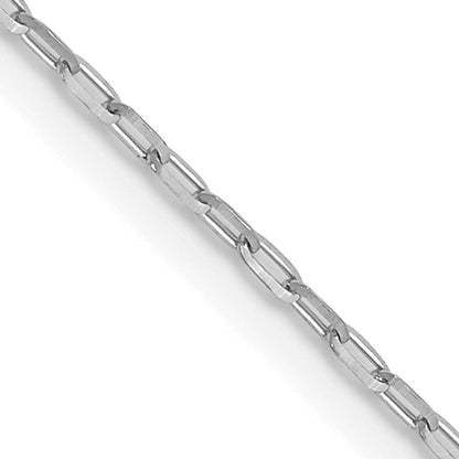 24 Inch 14K White Gold 1mm D/C Open Long Link Cable Chain Necklace