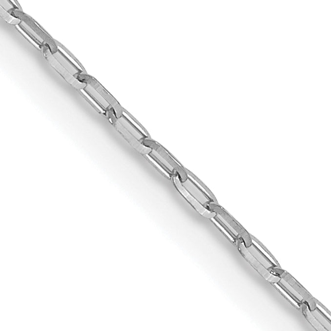 22 Inch 14K White Gold 1mm D/C Open Long Link Cable Chain Necklace