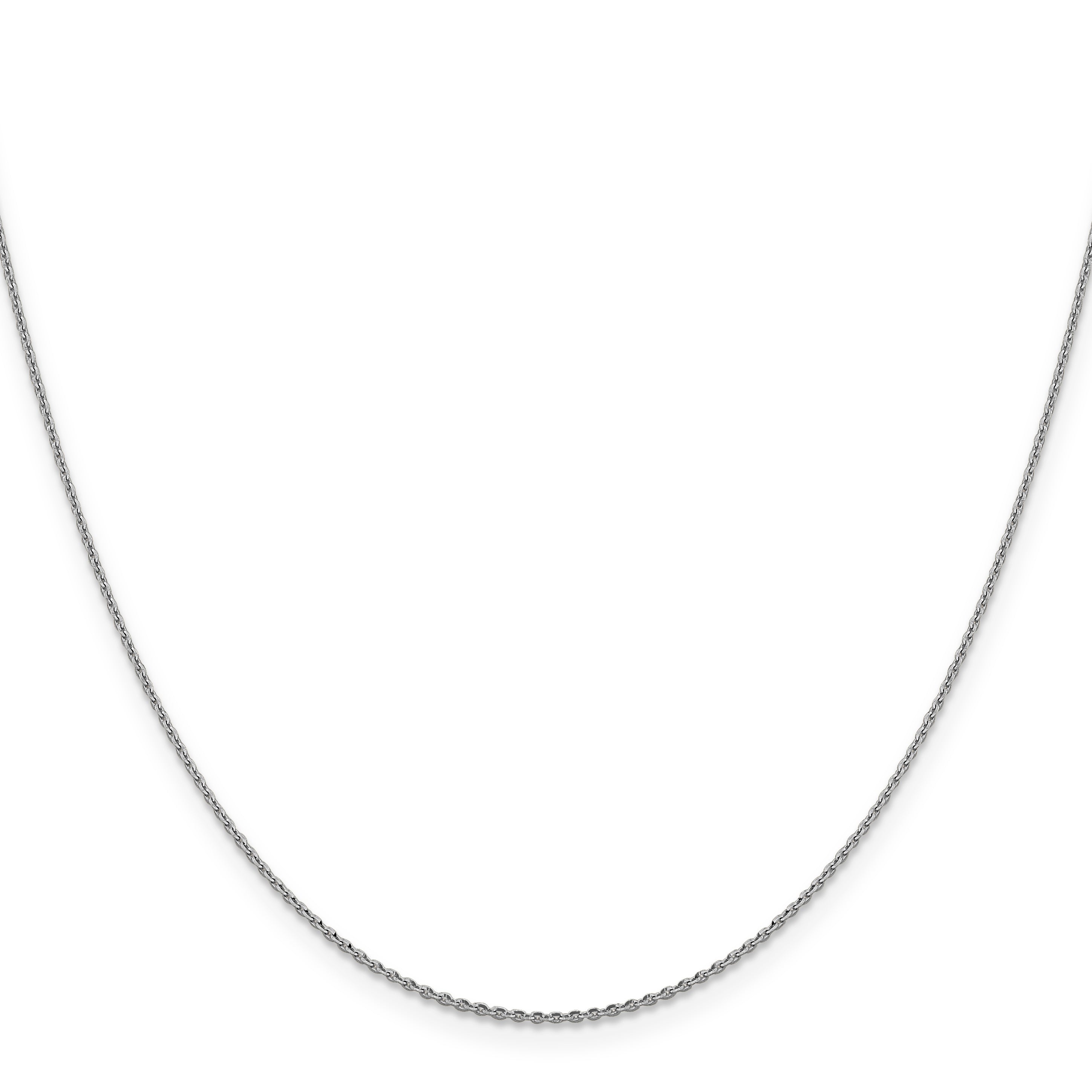 24 Inch 14K White Gold 1.15mm D/C Oval Link Chain Necklace