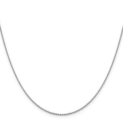 24 Inch 14K White Gold 1.15mm D/C Oval Link Chain Necklace