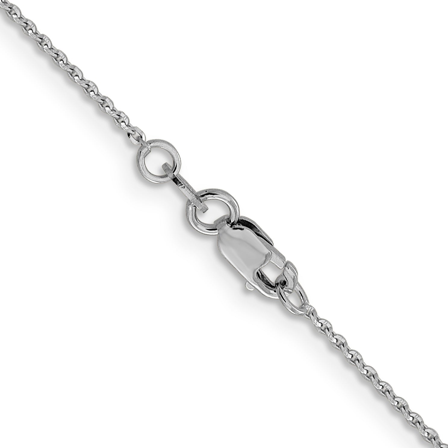 24 Inch 14K White Gold 1.15mm D/C Oval Link Chain Necklace