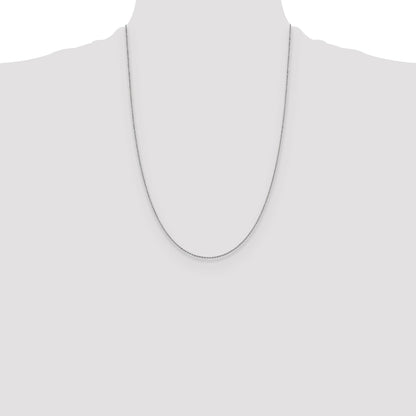 24 Inch 14K White Gold 1.15mm D/C Oval Link Chain Necklace