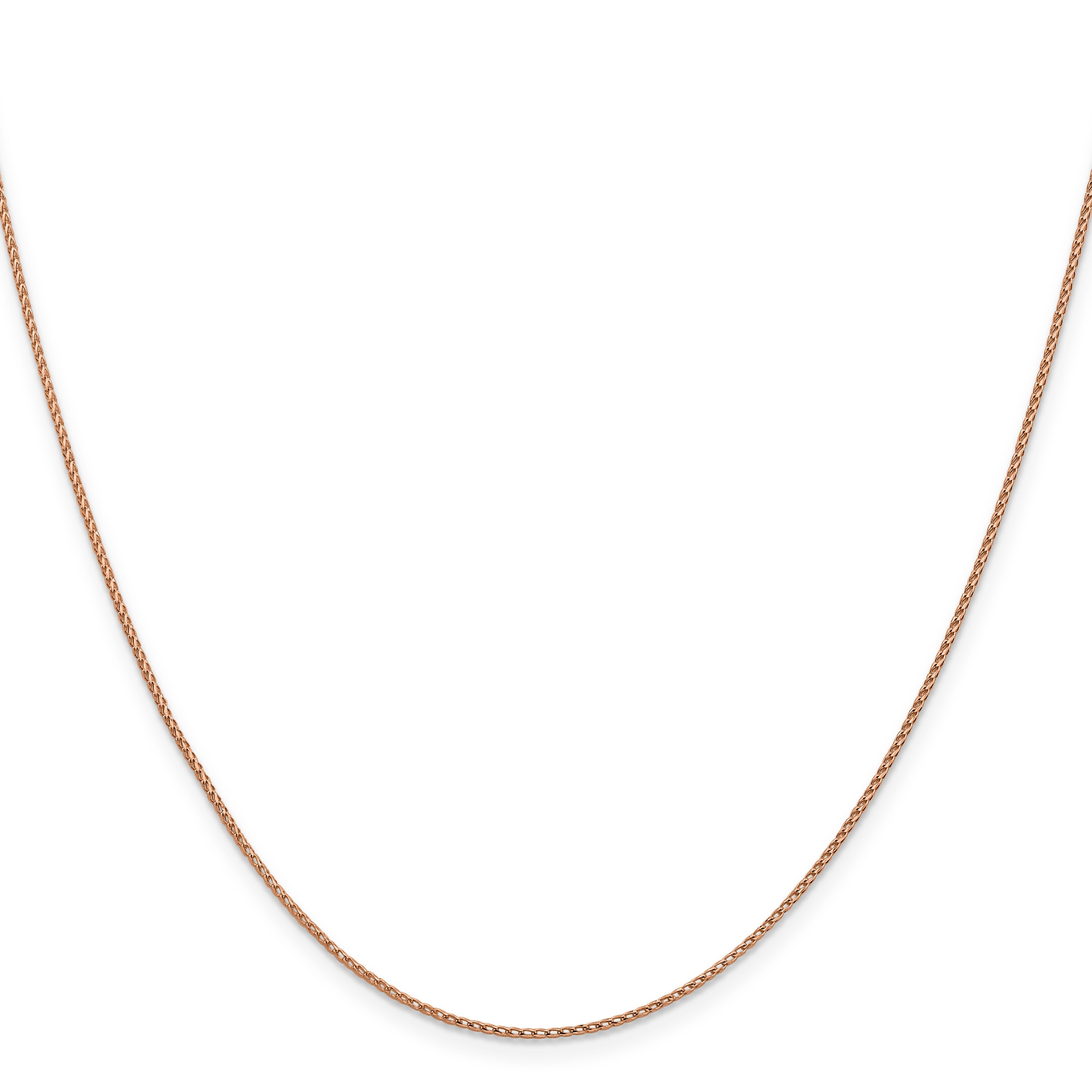 16 Inch 14K Rose Gold 1mm D/C Open Franco Chain Necklace