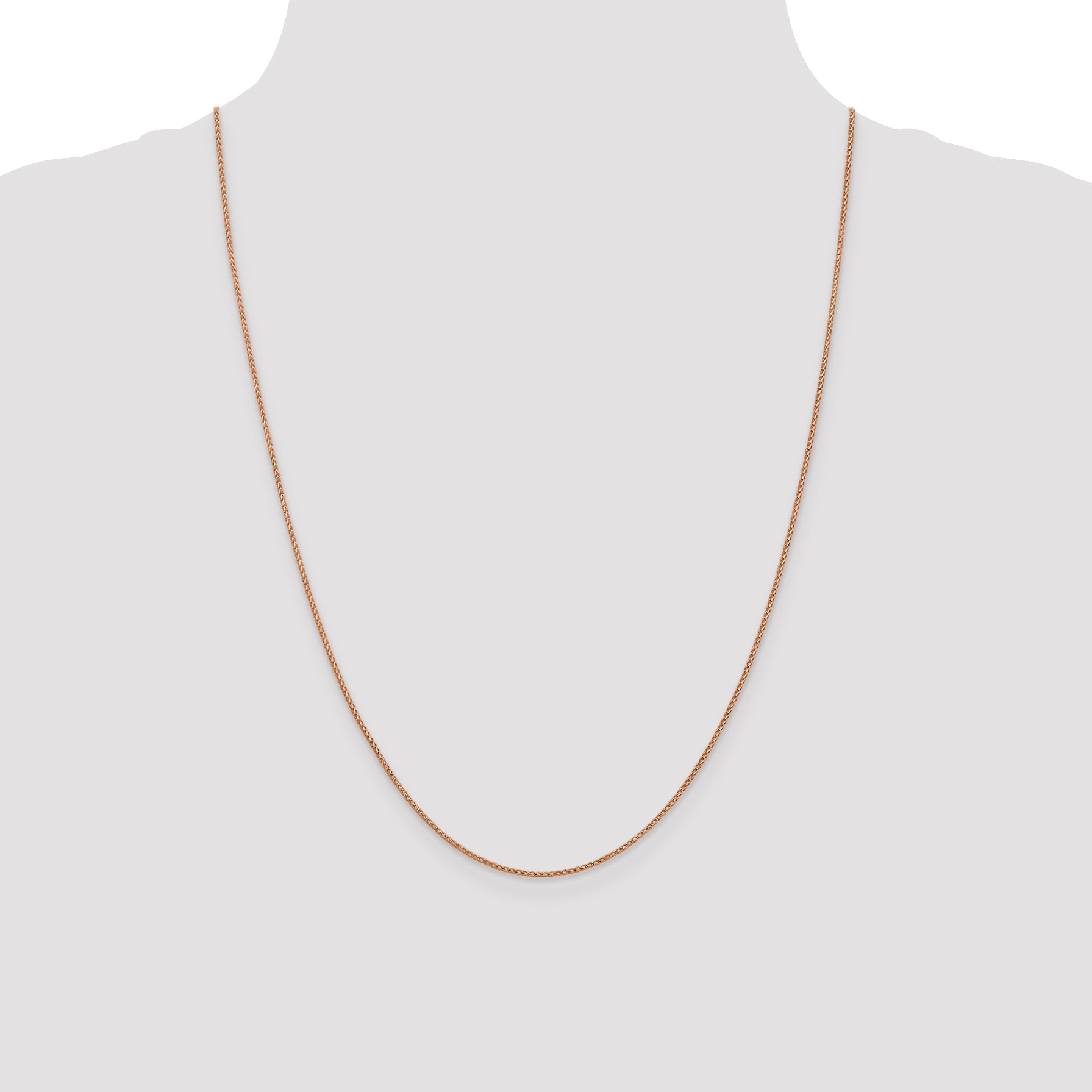 24 Inch 14K Rose Gold 1mm D/C Open Franco Chain Necklace