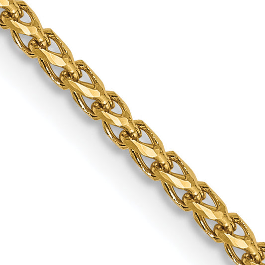 20 Inch 14K 1.4mm D/C Open Franco Chain Necklace