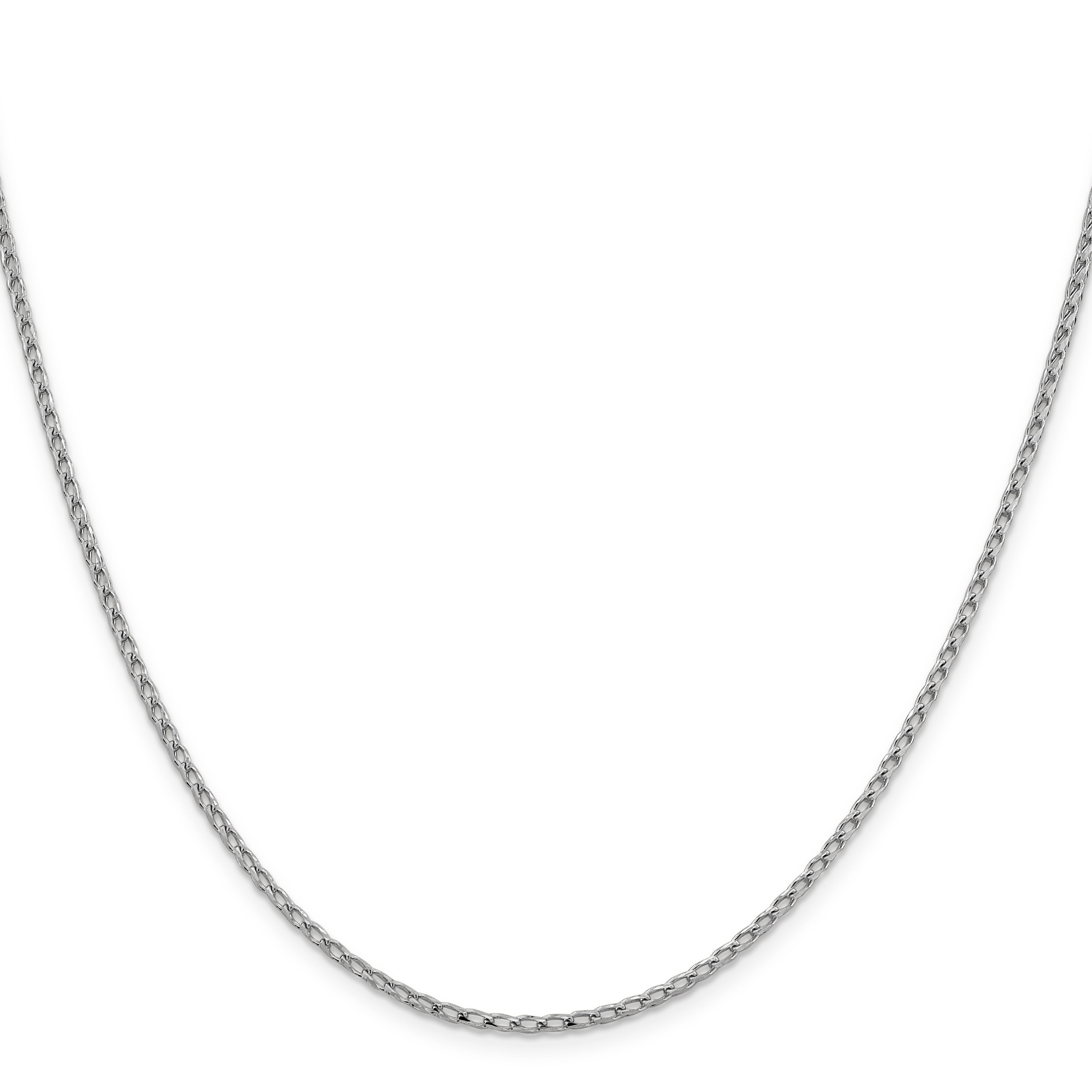 18 Inch 14K White Gold 2.1mm D/C Open Franco Chain Necklace