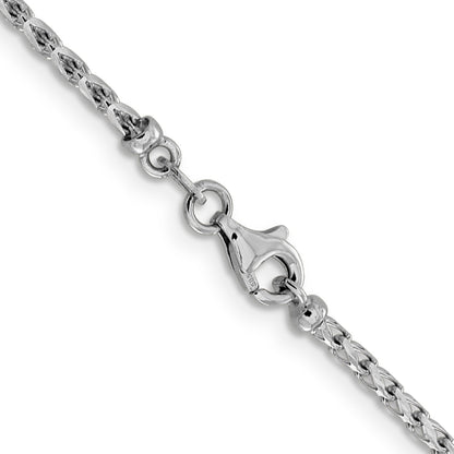 18 Inch 14K White Gold 2.1mm D/C Open Franco Chain Necklace