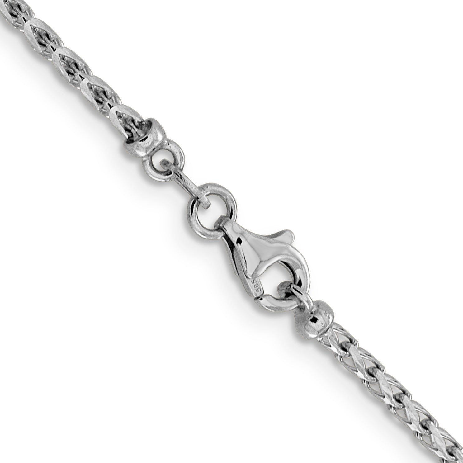 20 Inch 14K White Gold 2.1mm D/C Open Franco Chain Necklace