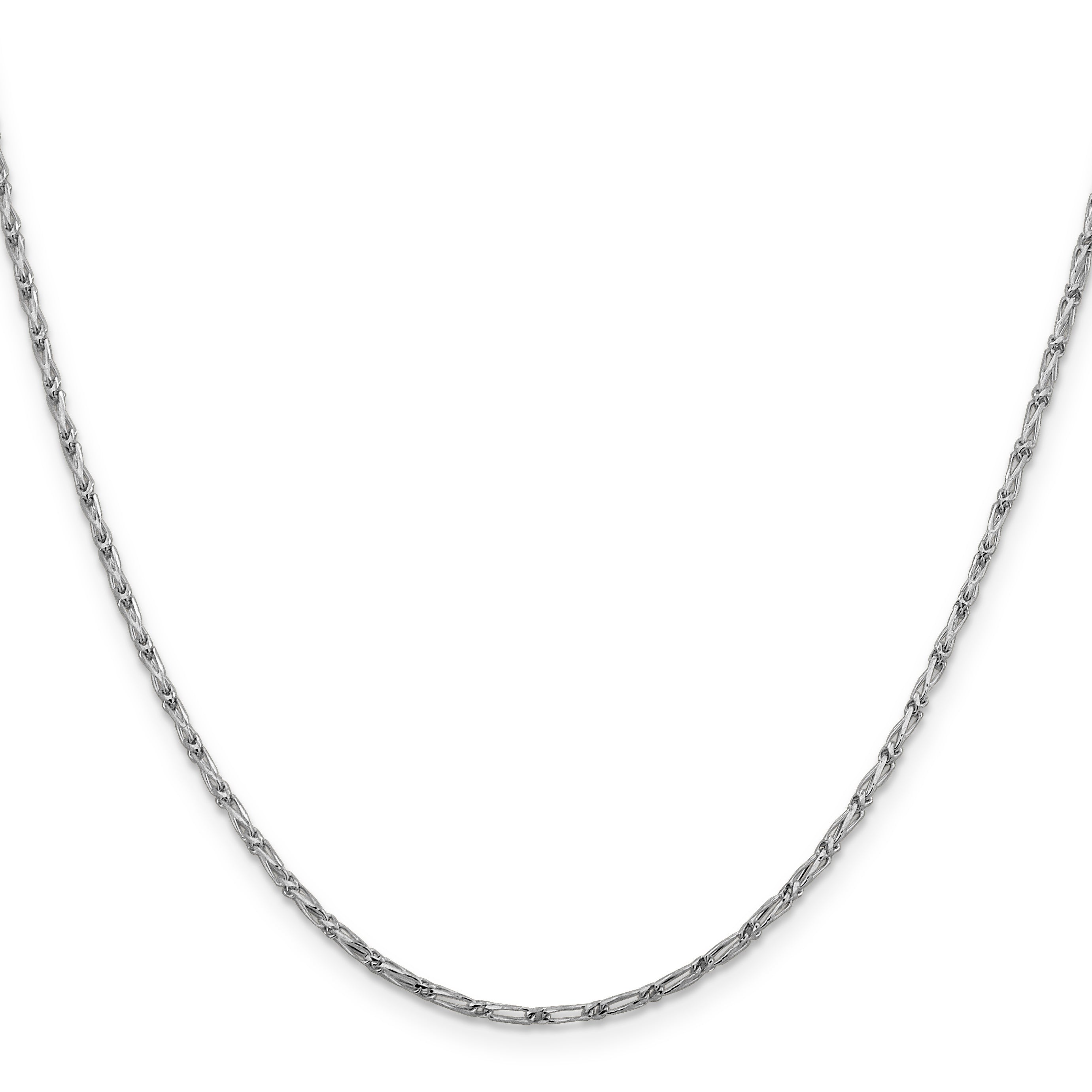 20 Inch 14K White Gold 1.6mm D/C Long Link Franco Chain Necklace