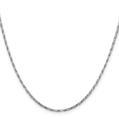 20 Inch 14K White Gold 1.6mm D/C Long Link Franco Chain Necklace