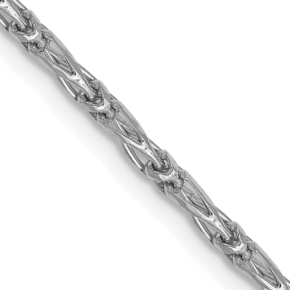 20 Inch 14K White Gold 1.6mm D/C Long Link Franco Chain Necklace