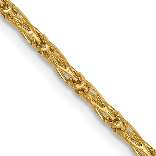24 Inch 14K 1.6mm D/C Long Link Franco Chain Necklace