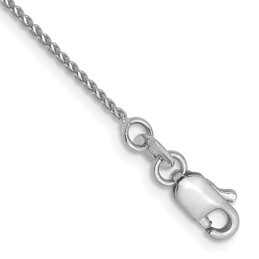 10 Inch 14K White Gold 1mm D/C Spiga Chain Anklet