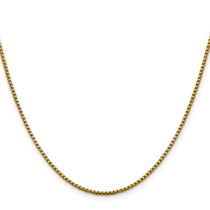 22 Inch 14K Yellow Gold 1.85mm Semi Solid D/C Round Box Chain Necklace
