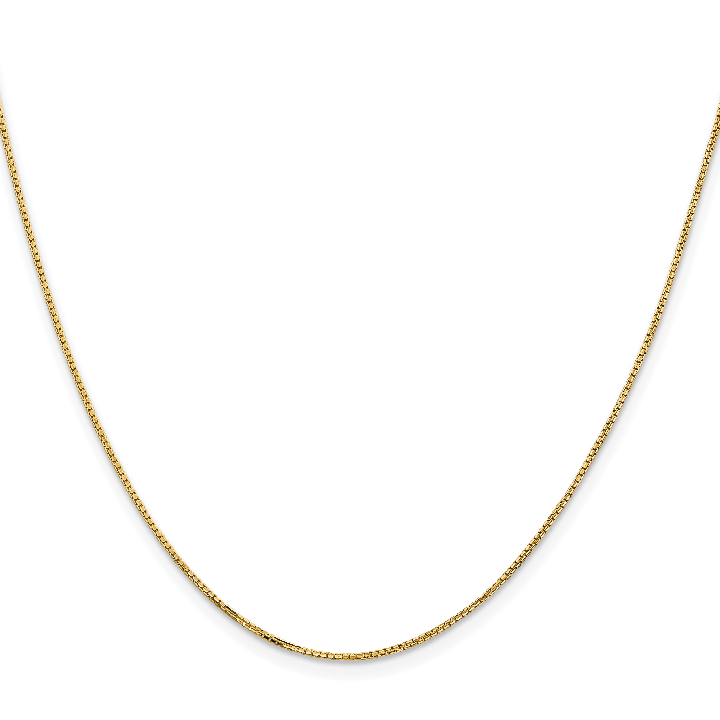 18 Inch 14K Yellow Gold 1mm Concave Box Chain Necklace