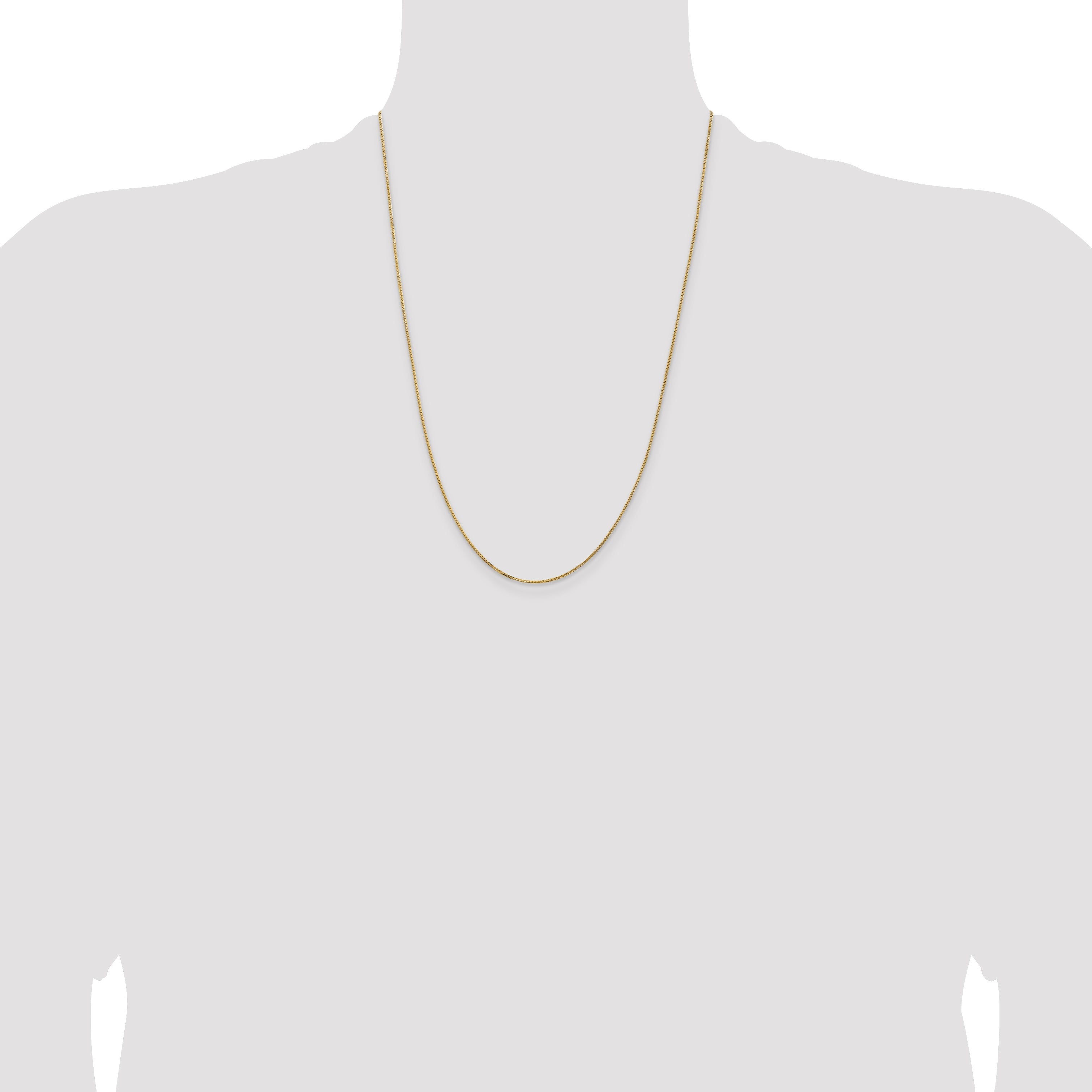 24 Inch 14K Yellow Gold 1mm Concave Box Chain Necklace