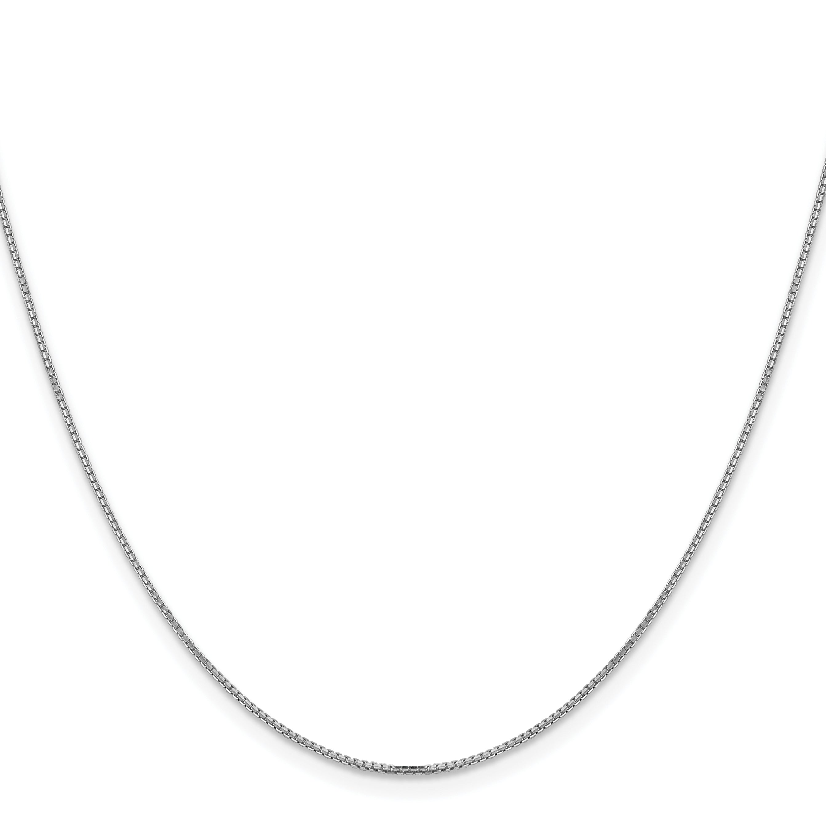 2 Inch 14K White Gold 1mm Concave Box Chain Necklace