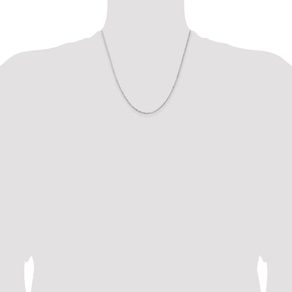 2 Inch 14K White Gold 1.10mm Concave Box Chain Necklace