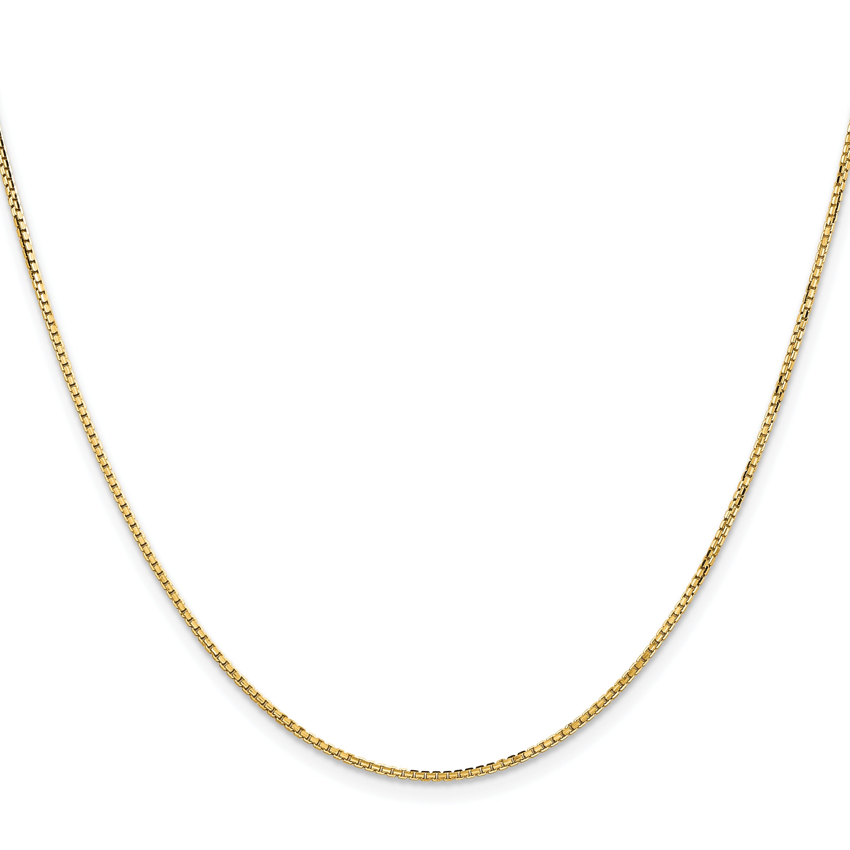2 Inch 14K Yellow Gold 1.3mm Concave Box Chain Necklace