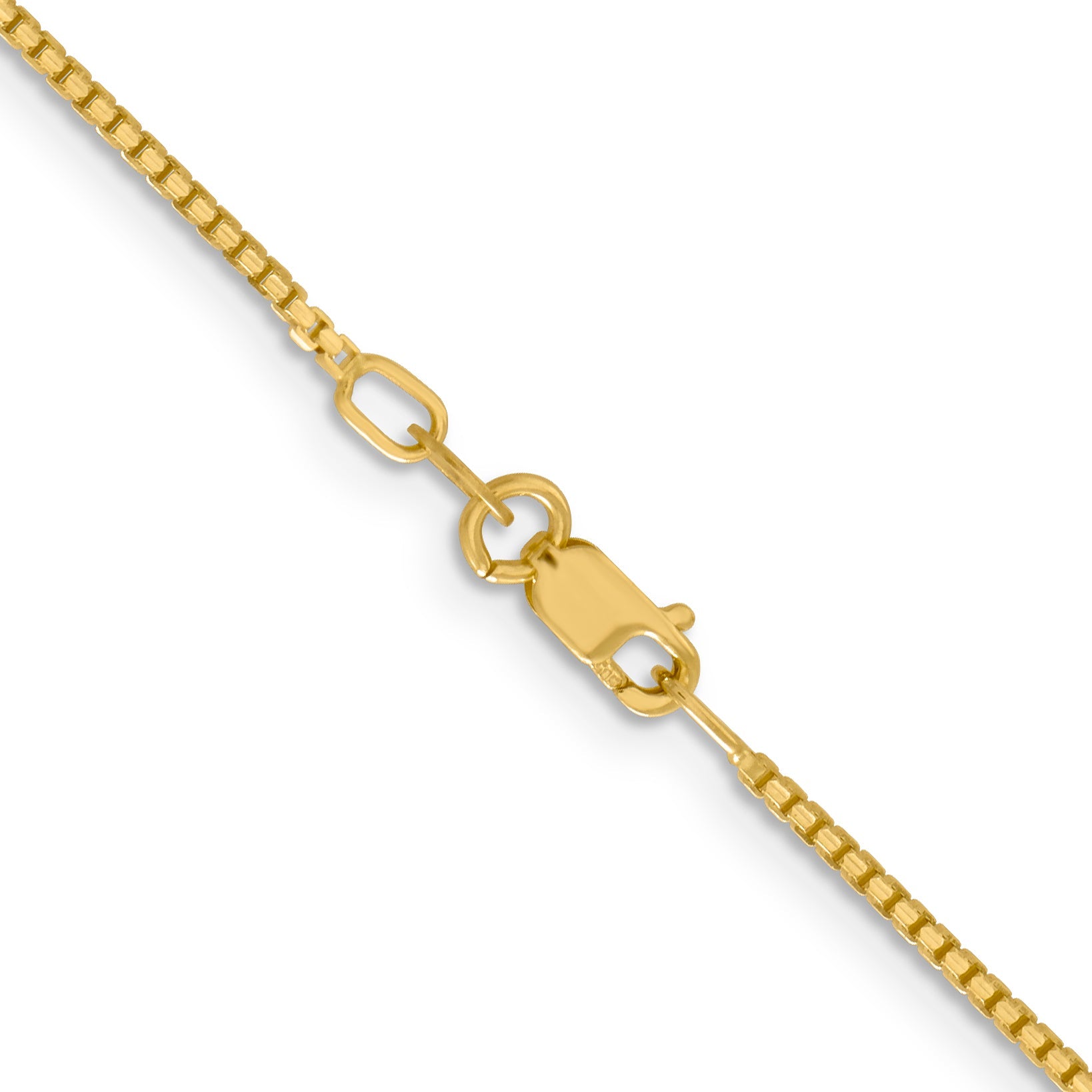 2 Inch 14K Yellow Gold 1.3mm Concave Box Chain Necklace