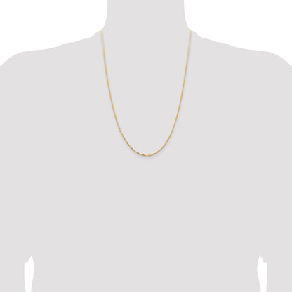 24 Inch 14K Yellow Gold 1.45mm Concave Box Chain Necklace