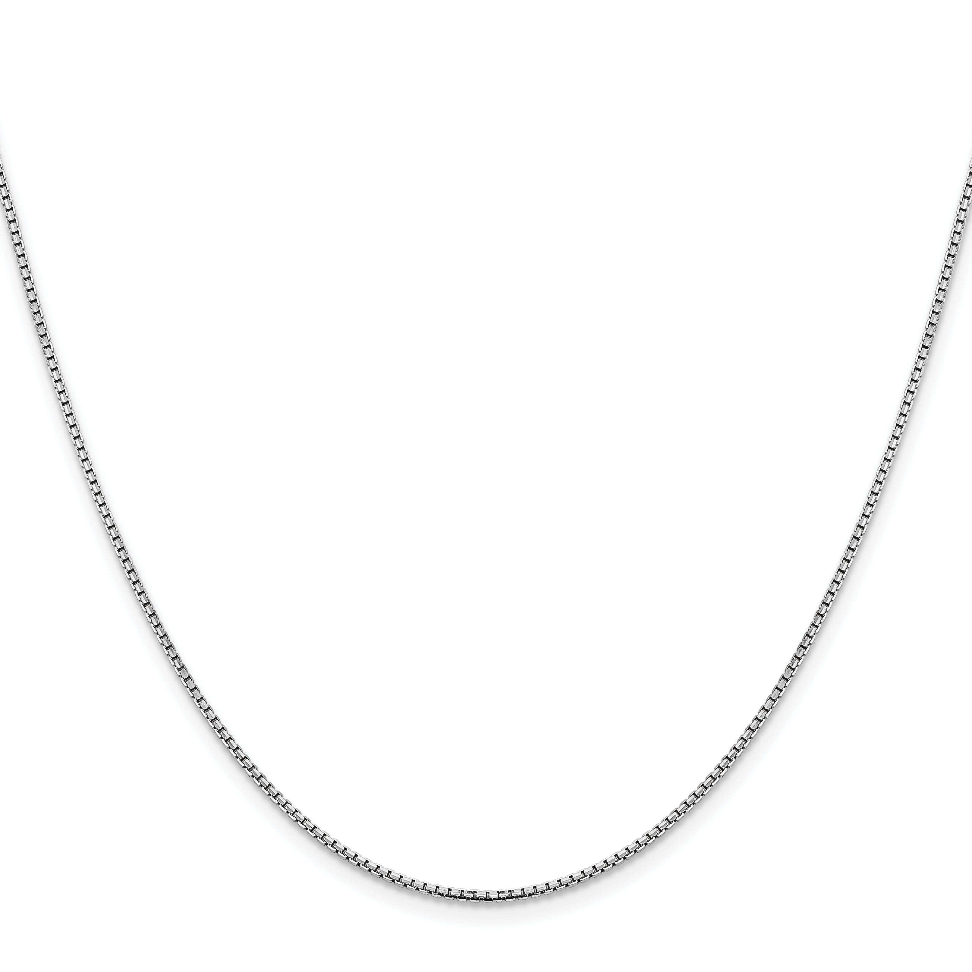 2 Inch 14K White Gold 1.45mm Concave Box Chain Necklace