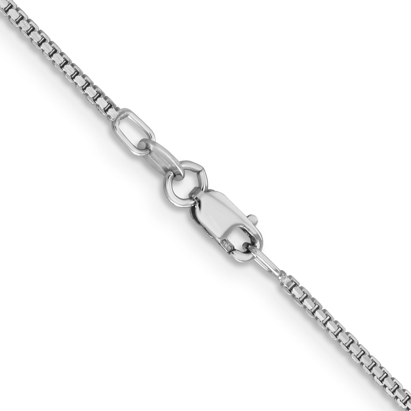 18 Inch 14K White Gold 1.45mm Concave Box Chain Necklace