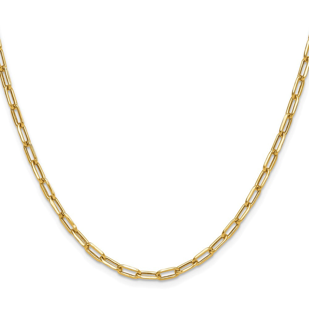 16 Inch 14K Yellow Gold 3.7mm Semi Solid Beveled D/C Paperclip Chain Necklace