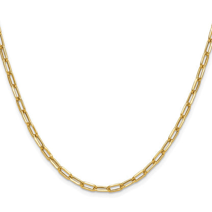 16 Inch 14K Yellow Gold 3.7mm Semi Solid Beveled D/C Paperclip Chain Necklace