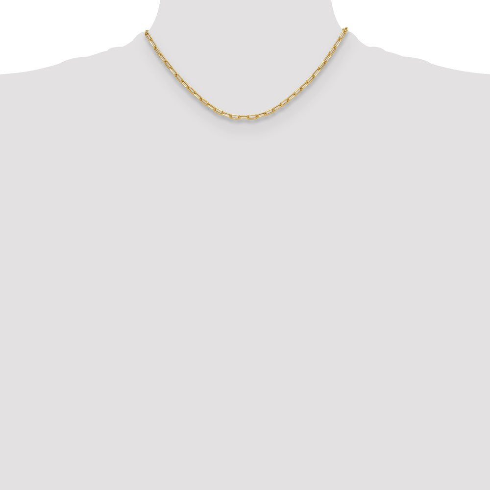 16 Inch 14K Yellow Gold 3.7mm Semi Solid Beveled D/C Paperclip Chain Necklace