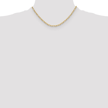 16 Inch 14K Yellow Gold 3.7mm Semi Solid Beveled D/C Paperclip Chain Necklace