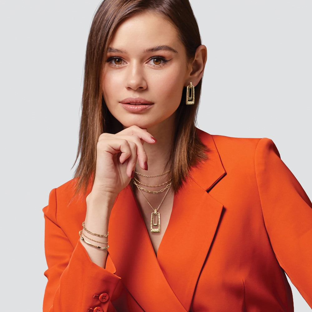 16 Inch 14K Yellow Gold 3.7mm Semi Solid Beveled D/C Paperclip Chain Necklace