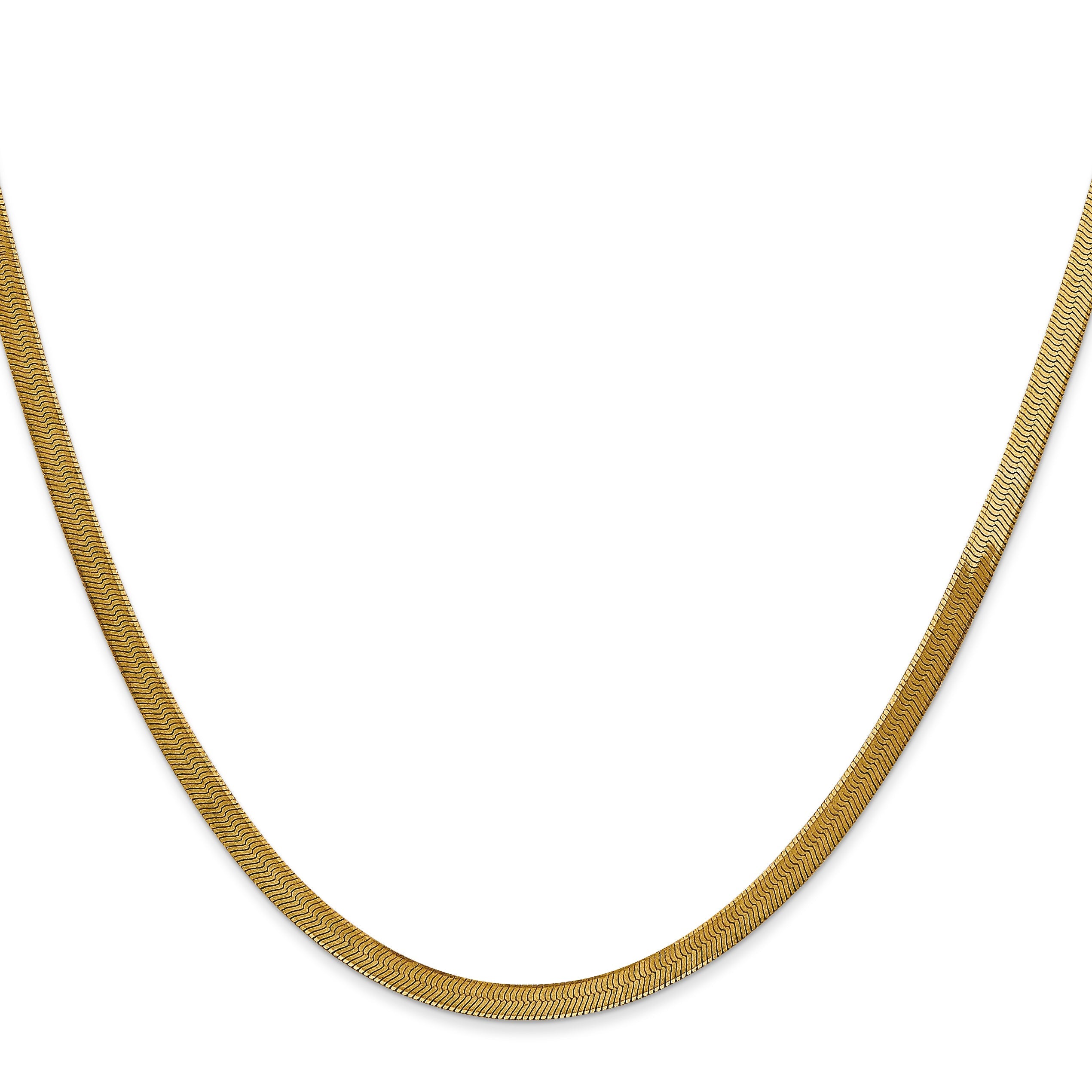 16 Inch 14K Yellow Gold 3mm Silky Herringbone Chain Necklace